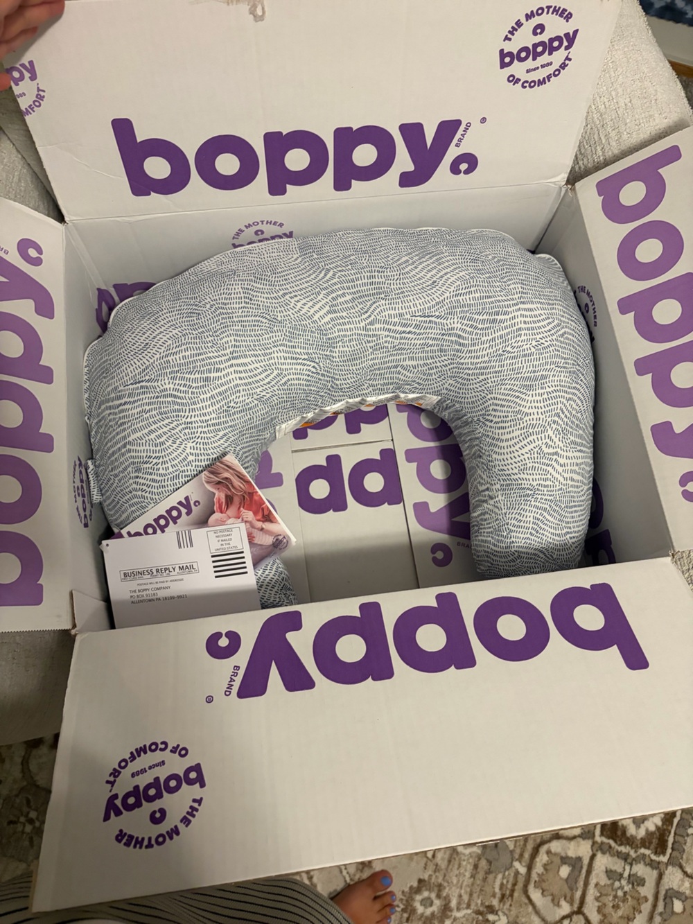 Boppy Nursing Pillow in Blue Speckled Current